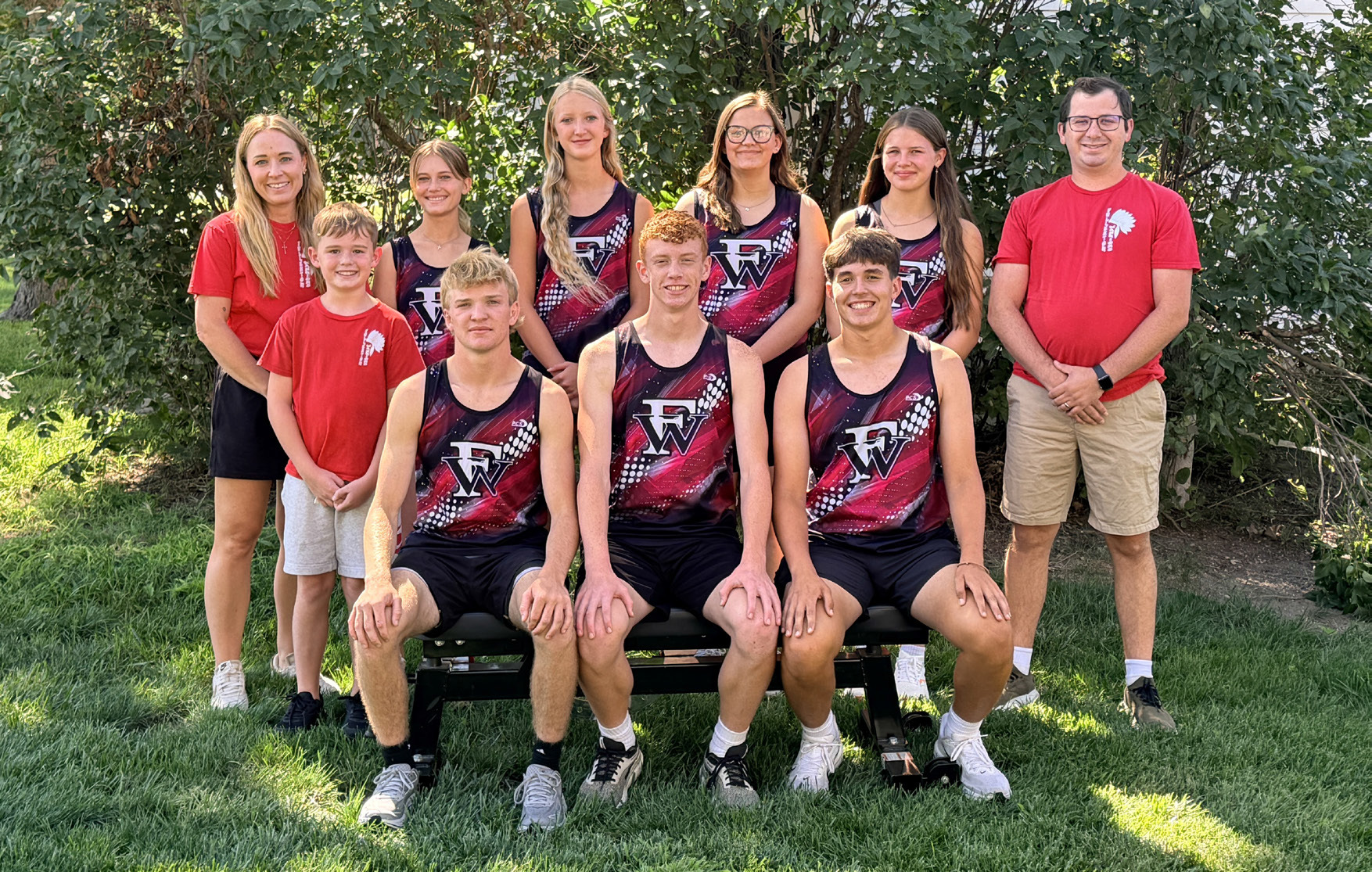 Back row (Standing): Head Coach Jordan Wetovick, Student Manager Hayes Wetovick, Ella Hemmingsen, Austry Adams, Delylla Olson, Renee Reimers, Asst Coach Jeremy Hubel, Seated: Tate Wood, Jacob Maxfield, Kipytn Hamik. Photo provided