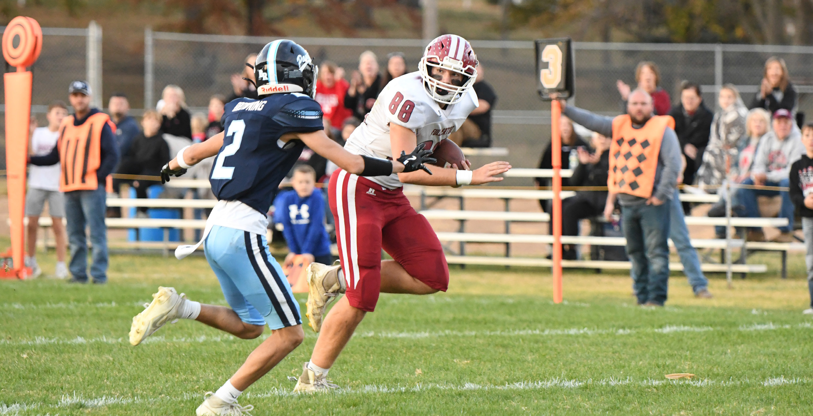 Hunter Gochenour races to the endzone for his first of two touchdown receptions. The senior caught seven passes for 66 yards. NCJ photo by Rick Holtz