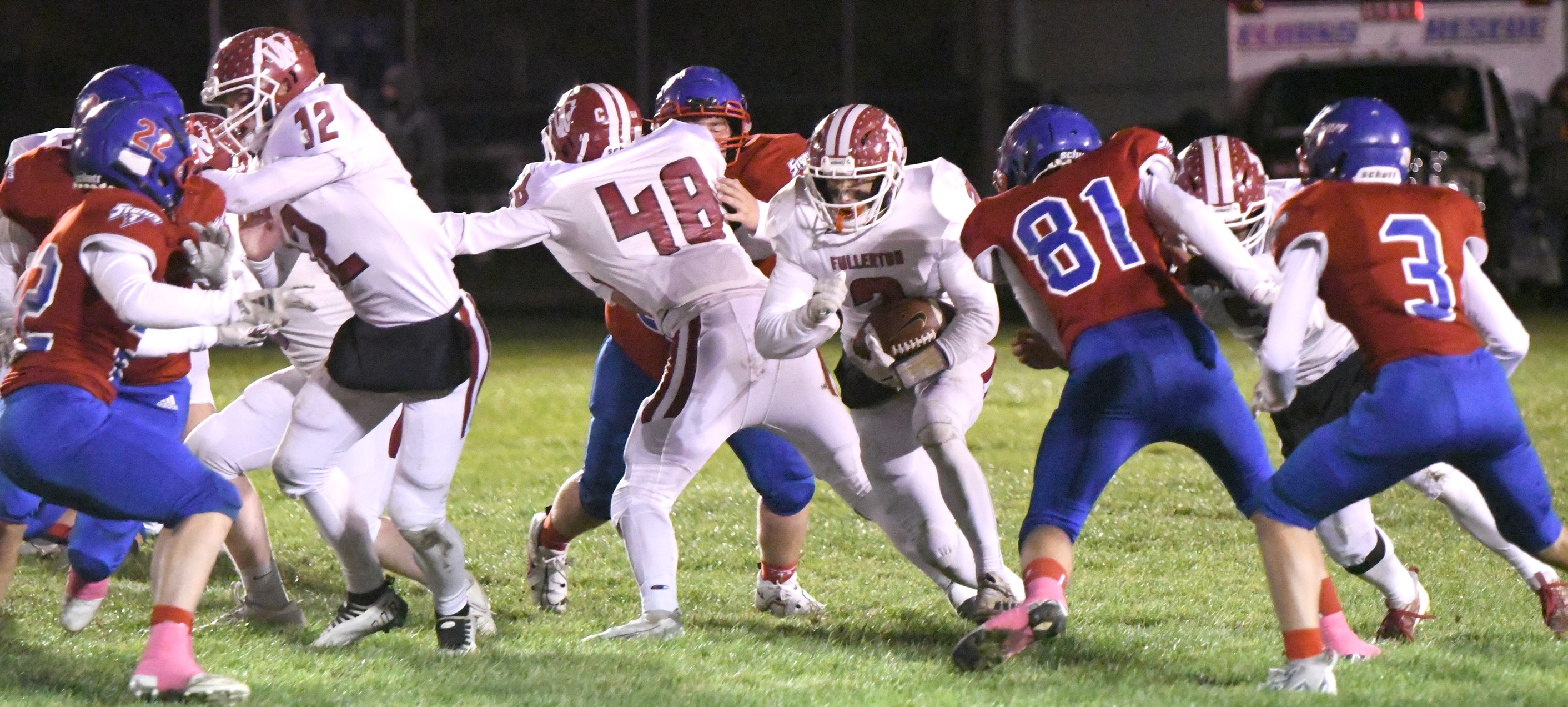 Aiden Norman finds the holes made by his offensive line on his way to running for 82 yards on 21 carries. NCJ photos by Rick Holtz