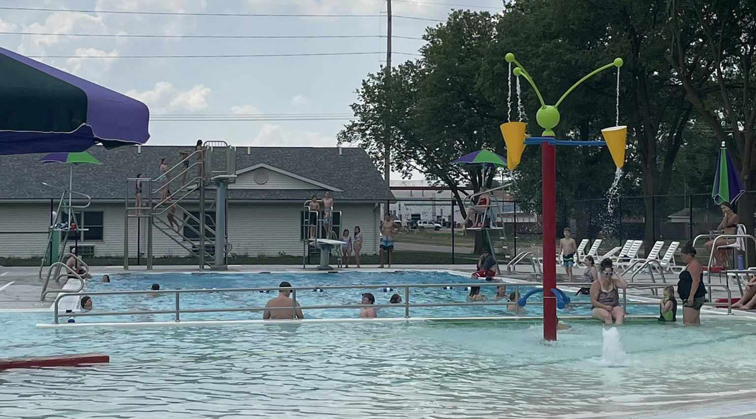 Monday saw a short weather delay, but the crowd was just happy to be in the pool. Photo provided by the Fullerton Community Pool