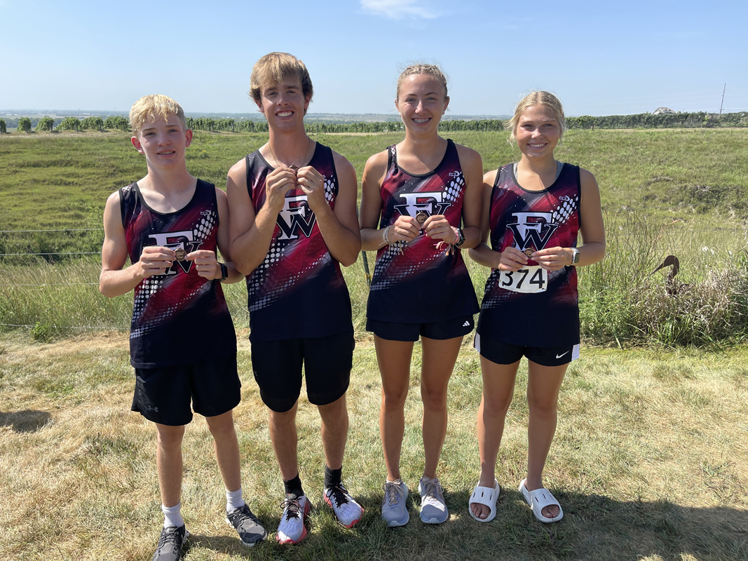 Tate Wood (left), Justin Horn, Makayla Robinson and Morgan Supik all earned medals for the Warriors on Thursday. Photo provided