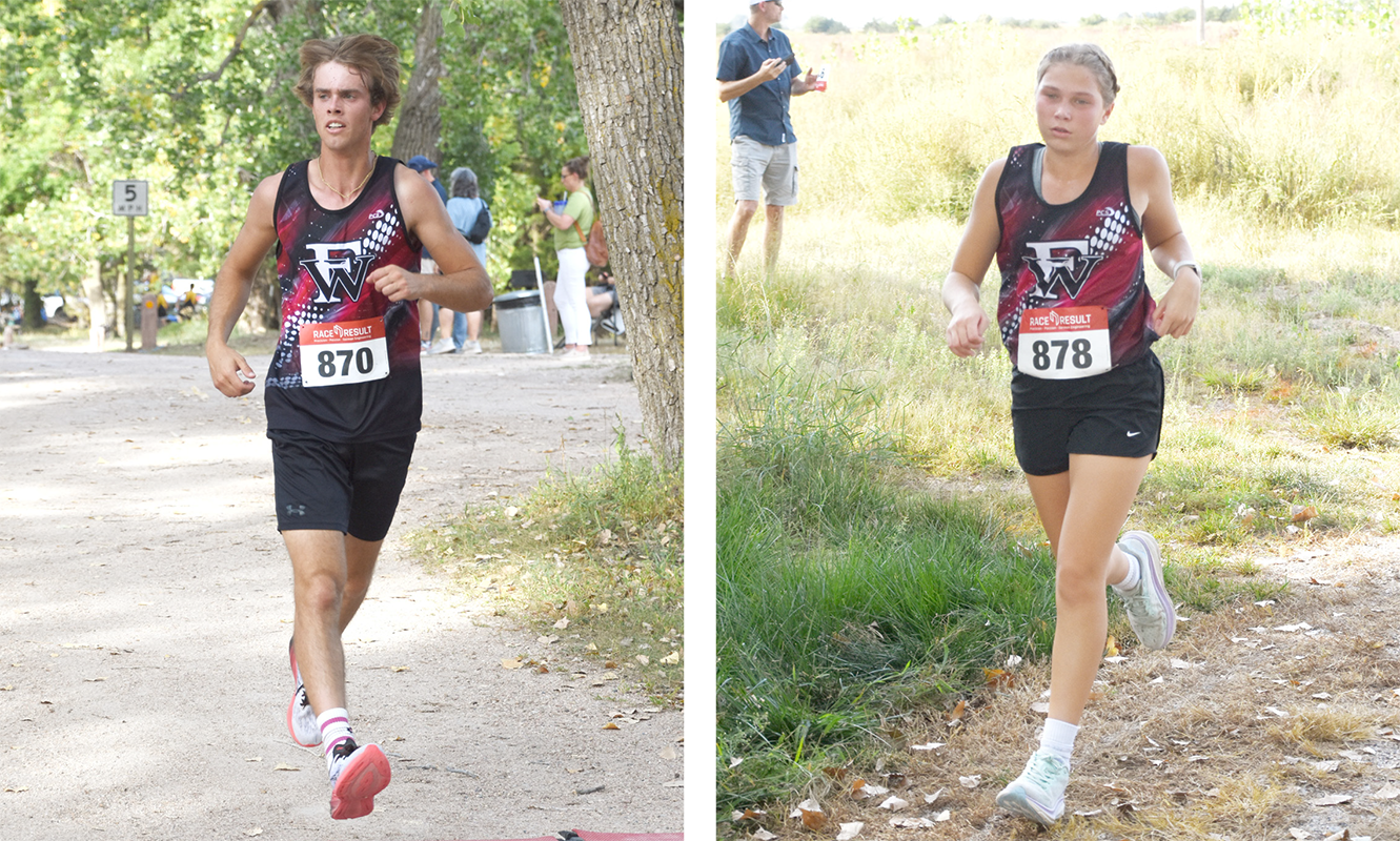 Justin Horn (left) and Morgan Supik (right), along with the rest of the Fullerton cross country runners, had a busy week as they competed at three events. NCJ photo by Laura Sabata