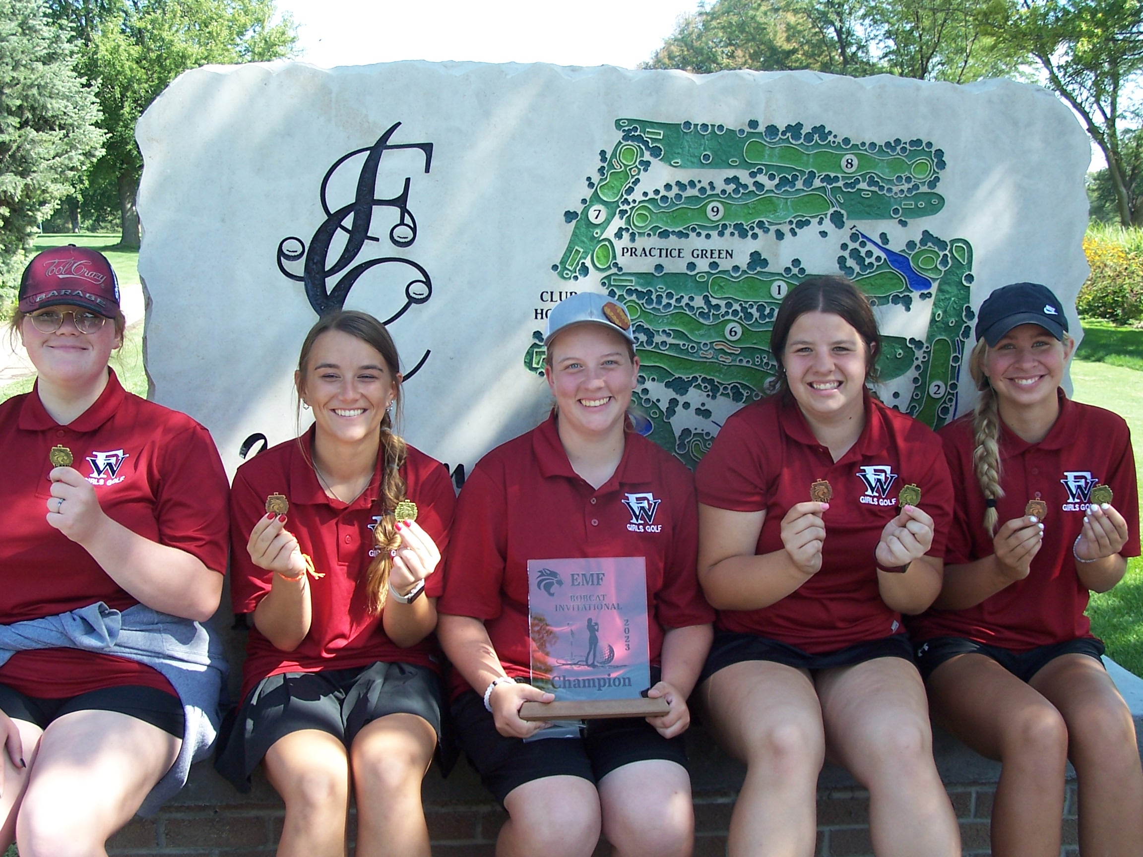 Fullerton won the Exeter-Milligan/Friend Invite on Tuesday. Team members include Kinzie Sharman (left), Keila Dubas, Tierney Russell, Melinda Pickrel and Paige Horn. Photo provided