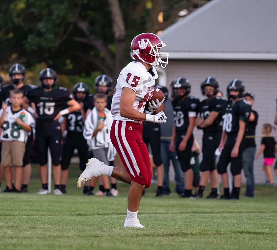 Roe Patton caught three passes on Friday for 108 yards Two of his catches went for touchdowns. NCJ photo by Whitney Busch