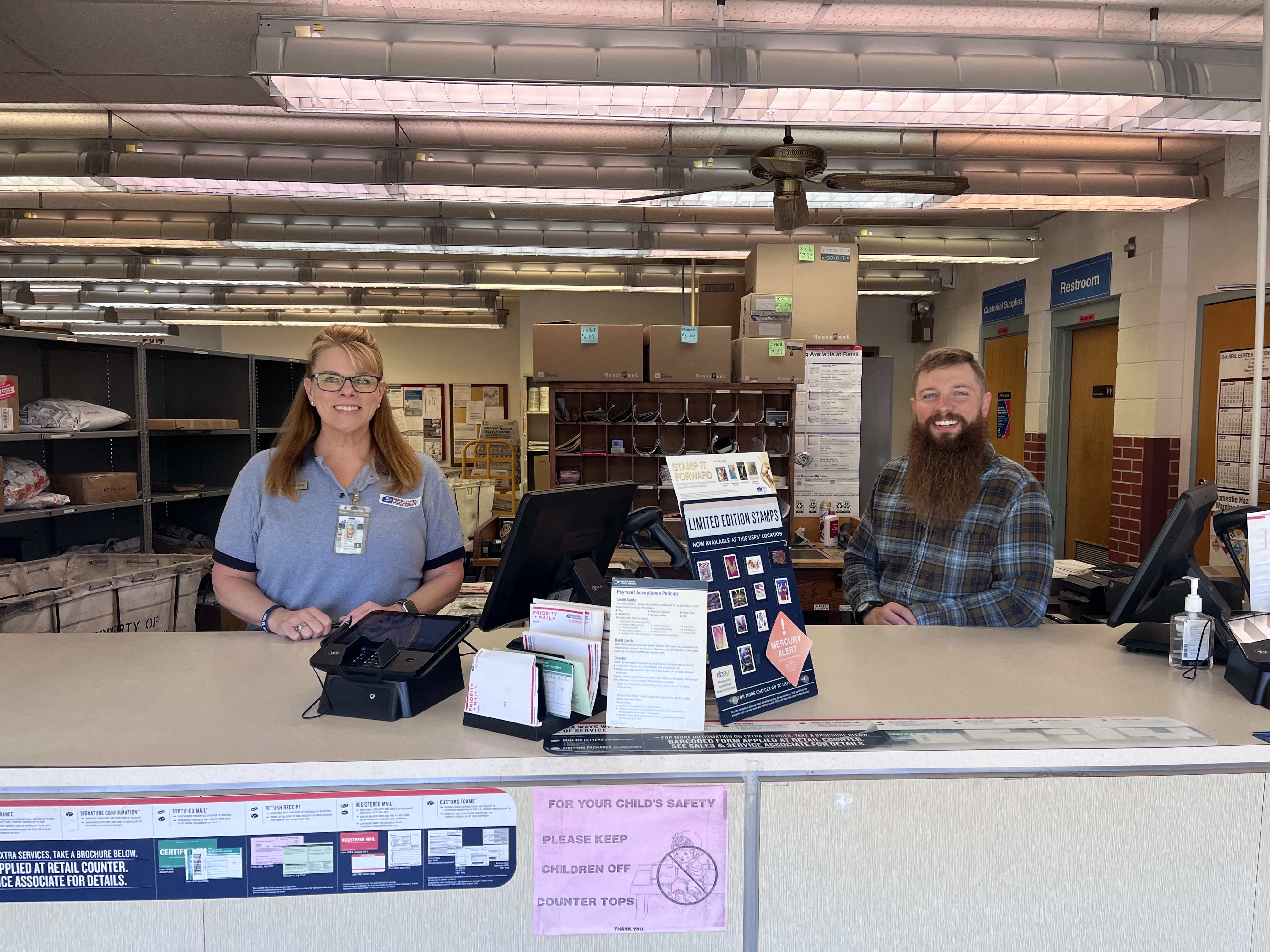 Tamara Taylor and Fullerton Postmaster Tom Bates are gearing up for a busy holiday season. NCJ photo by April Carr