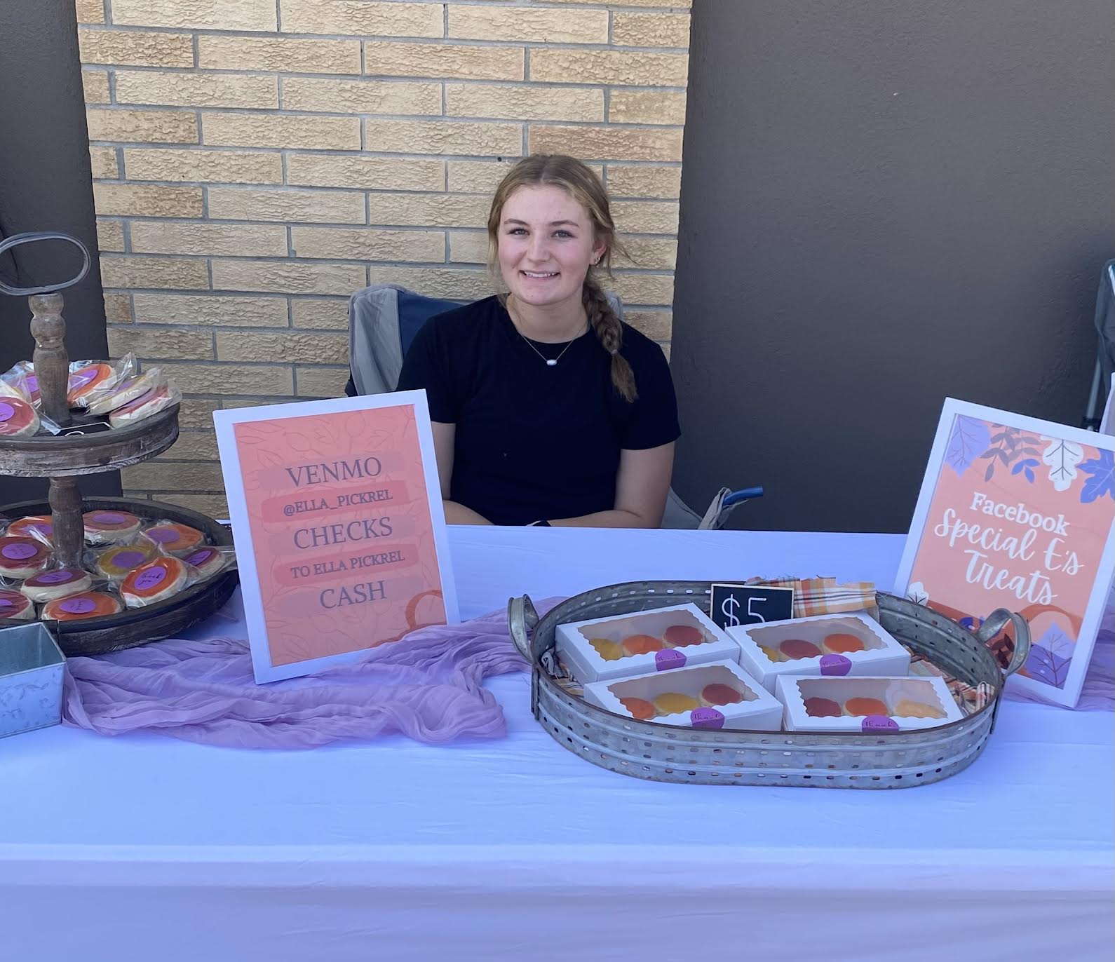 Ella Pickrel makes made to order frosted sugar cookies. Photo provided