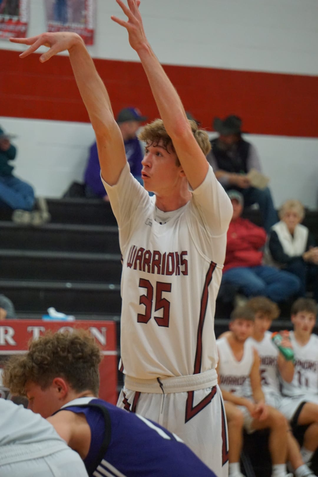 Freshman Kane Wetovick scored a game-high 15 points to help lead Fullerton to an opening night win over Burwell. NCJ photo by Cathy Cook