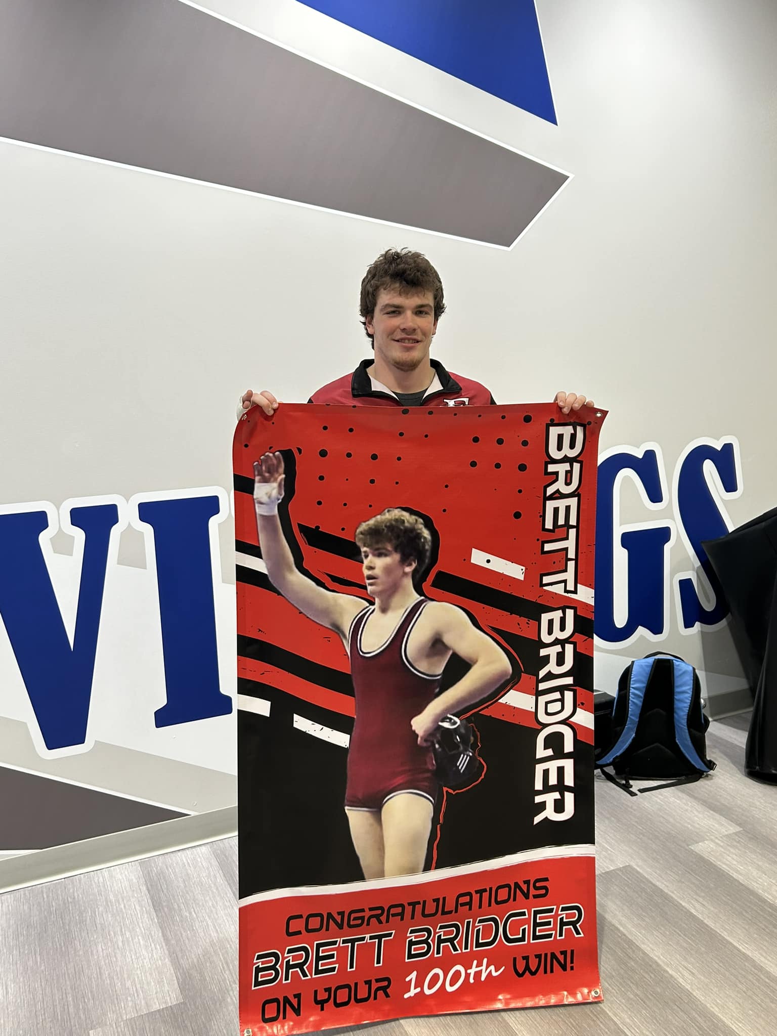Senior Brett Bridger finished second in the 190-pound weight class. He went 3-1 on the day with three pins. He also reached the 100th career win over the weekend. Photo provided
