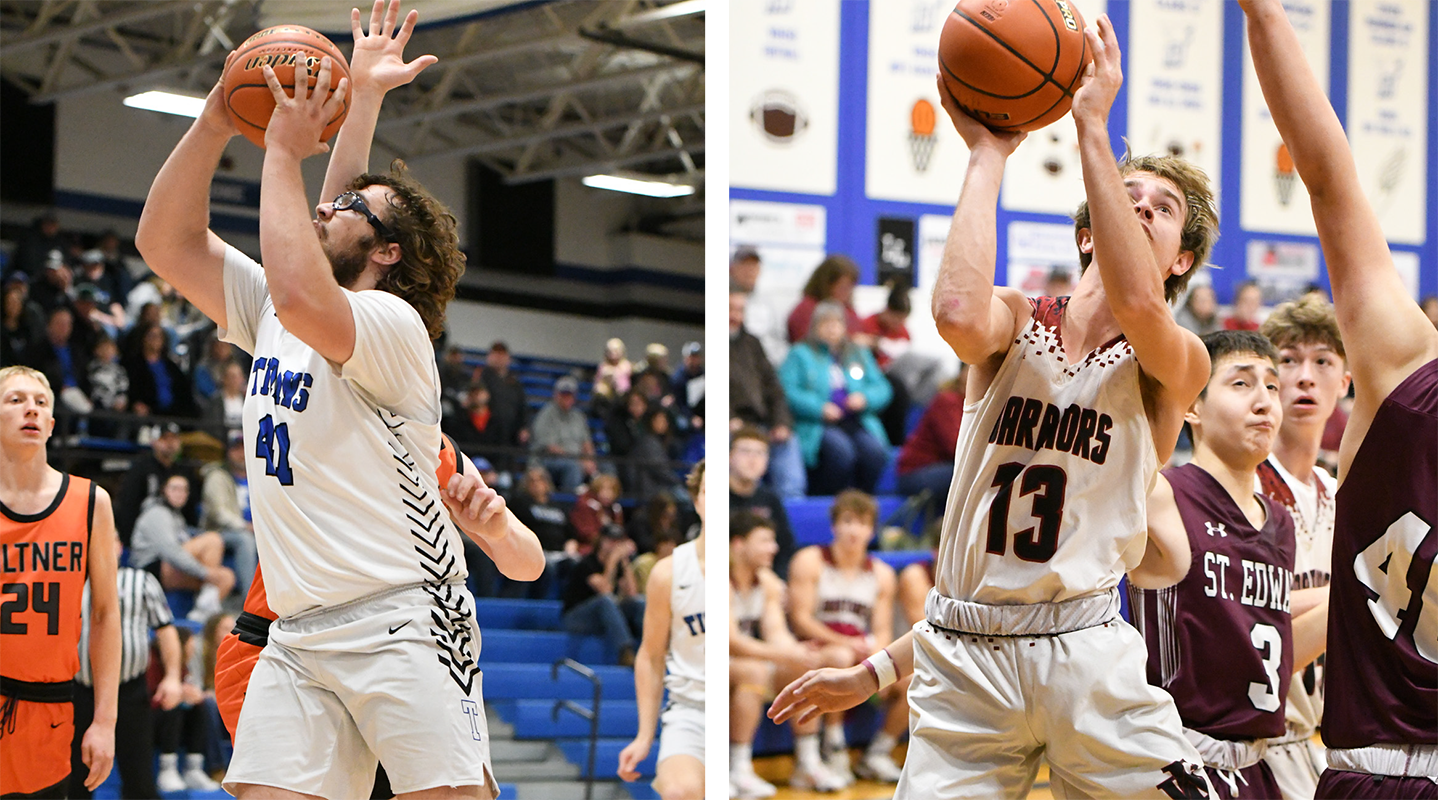 Twin River senior Ryder Kleckner (left) and Fullerton senior Justin Horn learned their sub-district match ups on Tuesday. Fullerton takes on Neligh-Oakdale and Twin River opens the sub-district against Shelby-Rising City. NCJ file photos by Rick Holtz