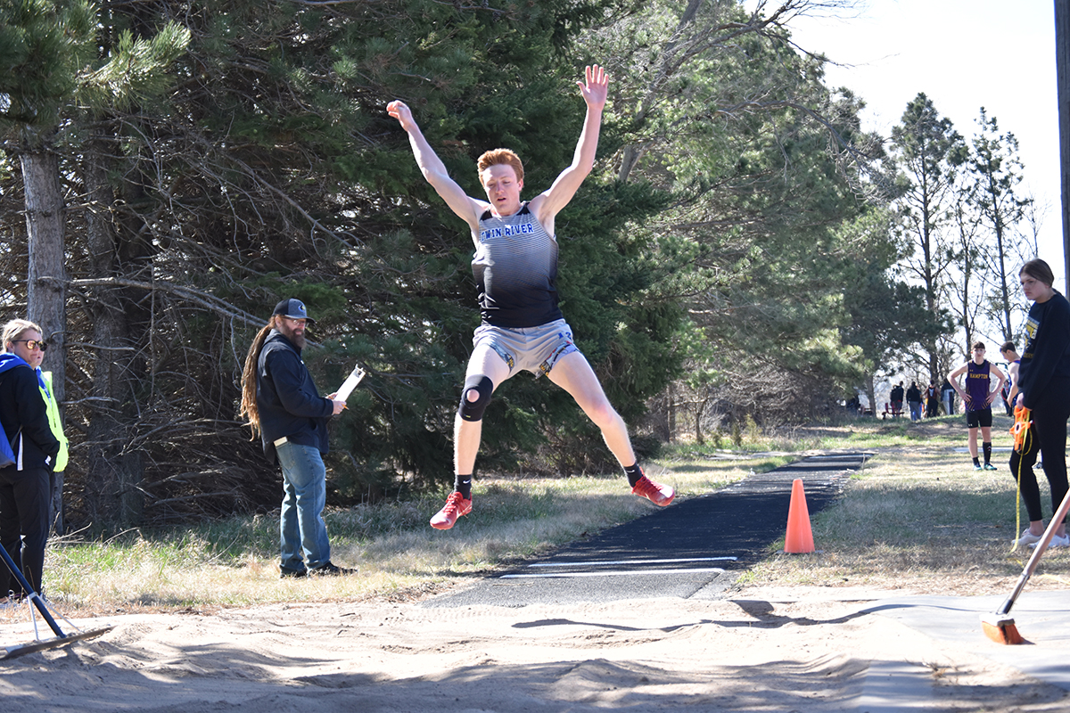 Kirk Hebda finished 10th in the long jump with a 16-11.50 leap and 4th in the triple jump with a 39-00.50 jump. NCJ photo by Cienna Friesen