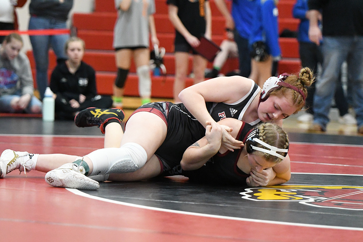 Riley Thomas was one of two girls who wrestled for Fullerton this season. NCJ file photo by Rick Holtz