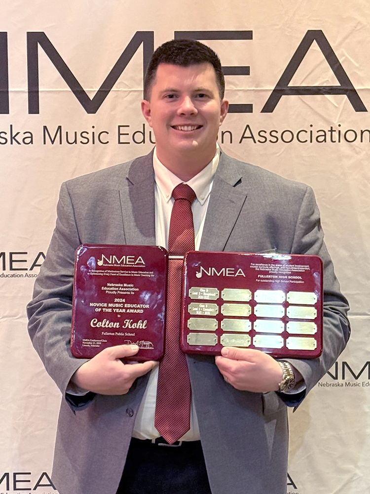 Fullerton band and choir director Colton Kohl was named NMEA Young Music Educator of the Year. Photo provided