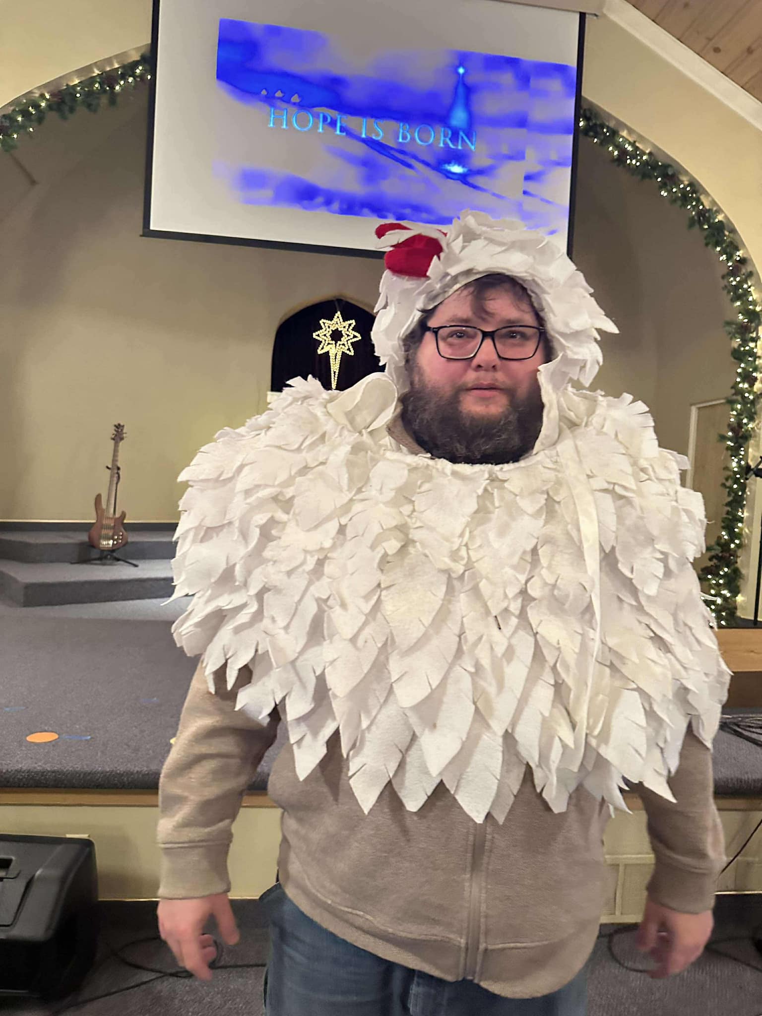 Rick Holtz is just a big kid at heart. On Sunday, he even wore a chicken costume at his church's Christmas children's program.