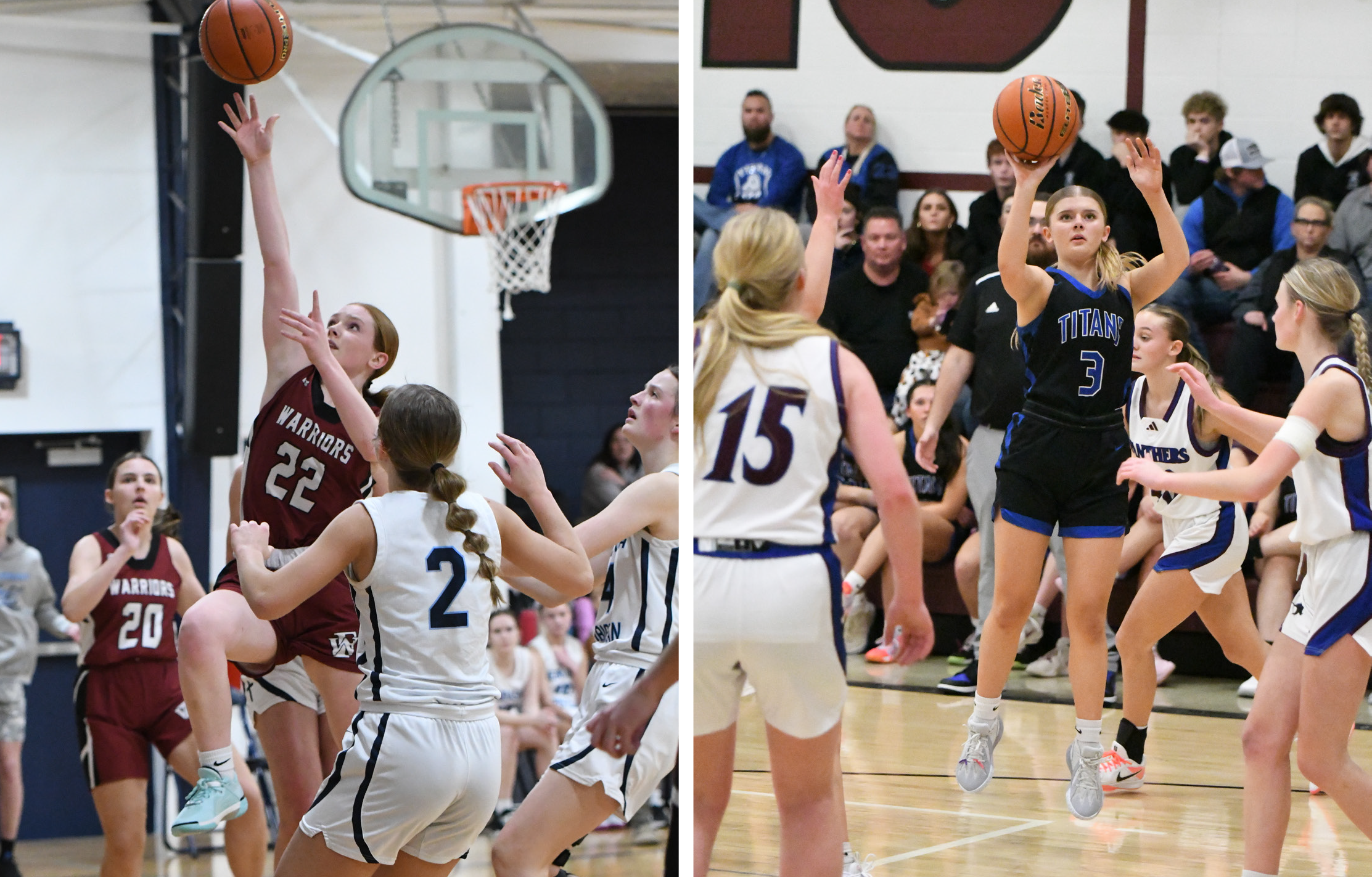 LEFT: Riley Thomas and the Warriors open sub-district play when they take on Riverside at Nebraska Christian on Thursday. RIGHT: Parker Zabka and the Titans to take on Ravena tonight at Thayer Central. NCJ file photos by Rick Holtz