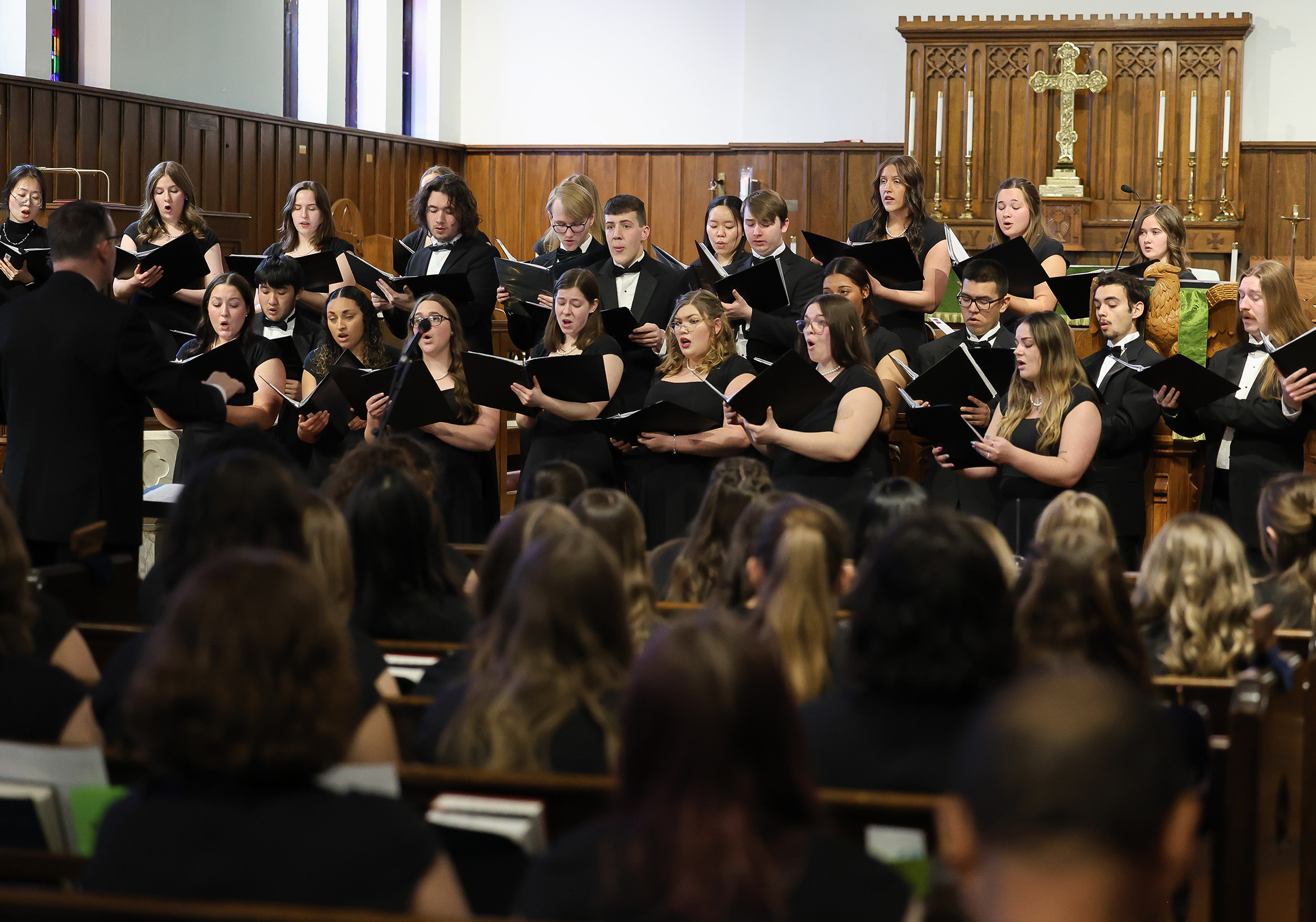 UNK choir members are pictured during a recent performance at St. Luke’s Episcopal Church in Kearney. Photo by Erika Pritchard, UNK Communications
