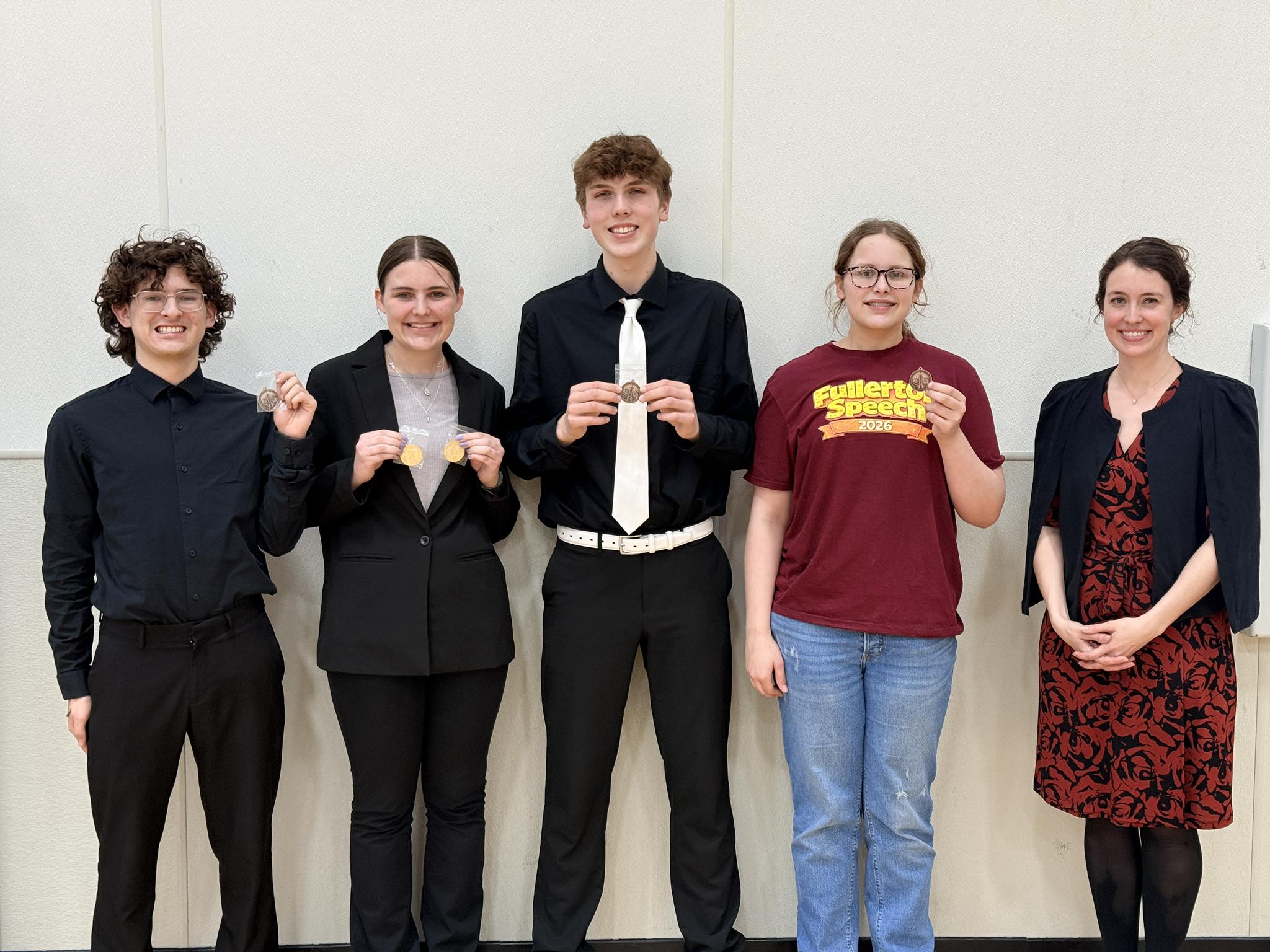 Fullerton had two state qualifiers in speech. Lylla Sabata and Everett Gleason are heading for State. Jaycek Green and PJ Sabata earned medals at the district meet. Photo provided