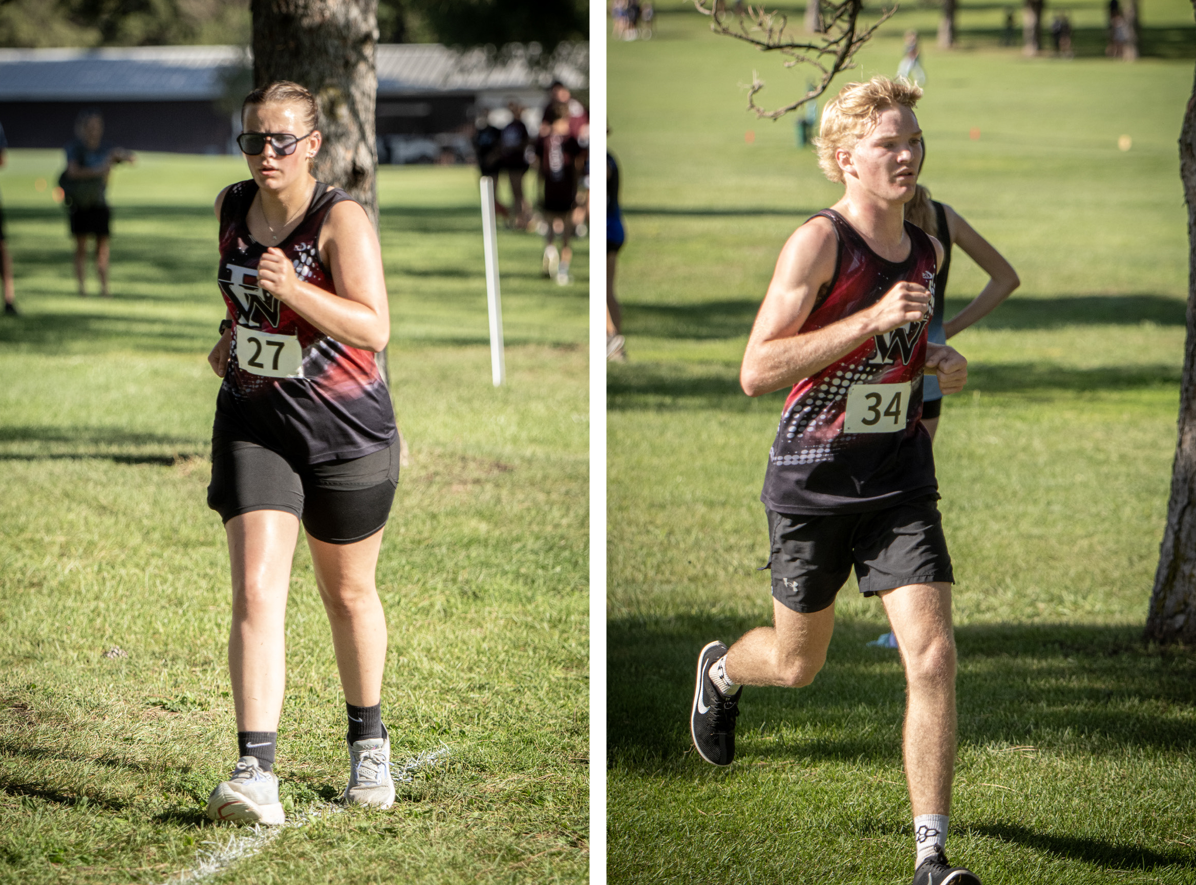 LEFT: Delylla Olson finished 45th overall with a time of 33:10. RIGHT: Tate Wood finished sixth with a time of 19:08. NCJ file photos by Rick Holtz