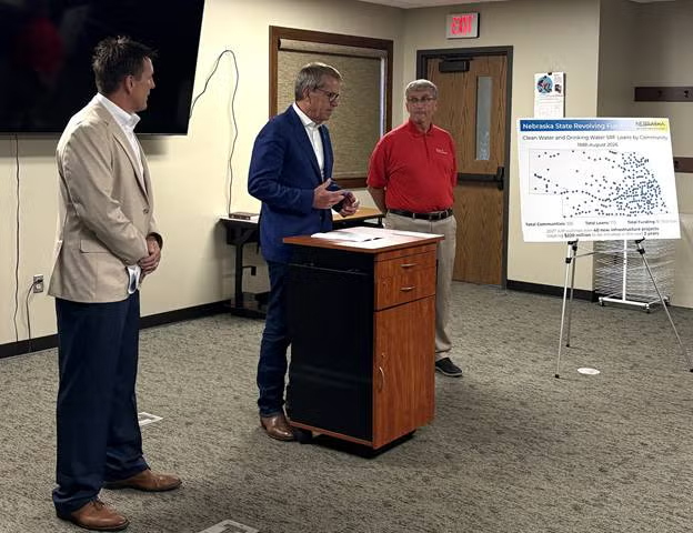 Gov. Pillen highlights Plainview’s effort to improve drinking water infrastructure. Photo provided