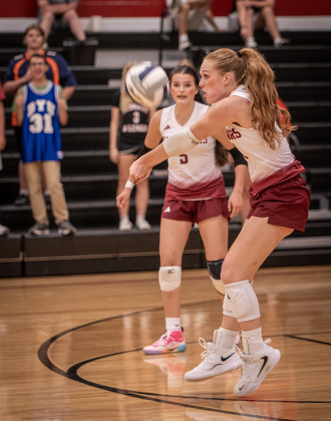 Londyn Ziemba receives a serve during the second set against Central Valley on Thursday. NCJ photo by Rick Holtz