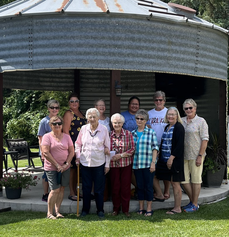 The Flower Belles Club met recently. Front row: Joyce Newquist, Johnitta Horn, Noni Sprague, Karon Horn, Kathryn Stovall, Jan Hellbusch. Back row: Karen Delaney, Brenda Malander, Barb Howser, Jeanan Glenn, Wylene Novicki. Photo provided