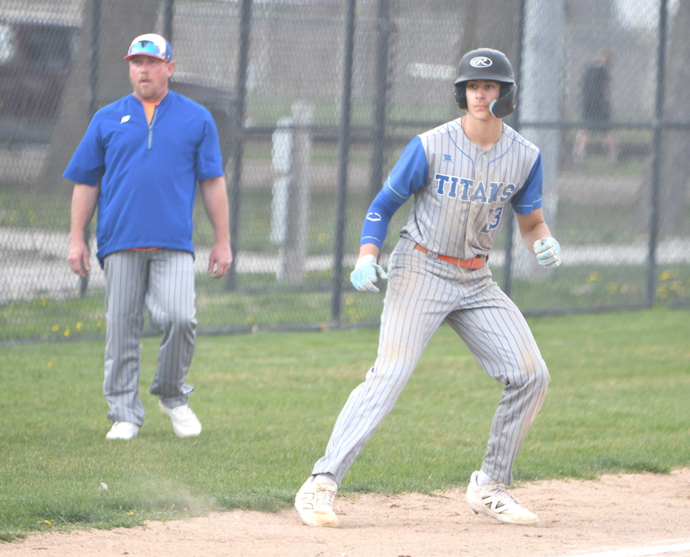 Braedyn Ramaekers was the go-ahead run for the Titans in a 2-1 win over Aurora on Wednesday. He scored on a 2-out single by Garrett Alexander in the bottom of the third inning. NCJ photo by Rick Holtz