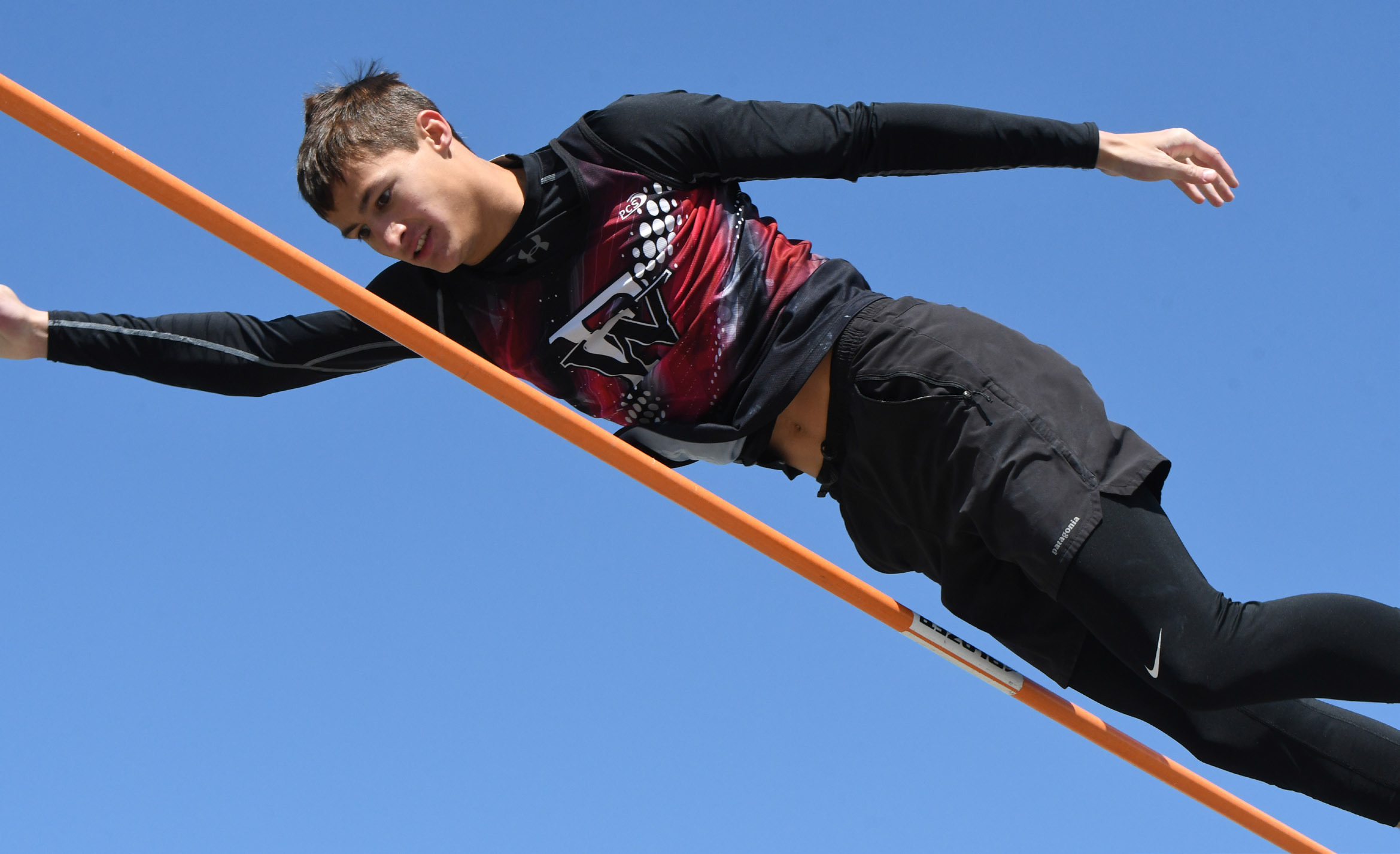 Roe Patton won the pole vault at the Palmer Invite on Thursday, clearing 12-06.00. NCJ photos by Rick Holtz