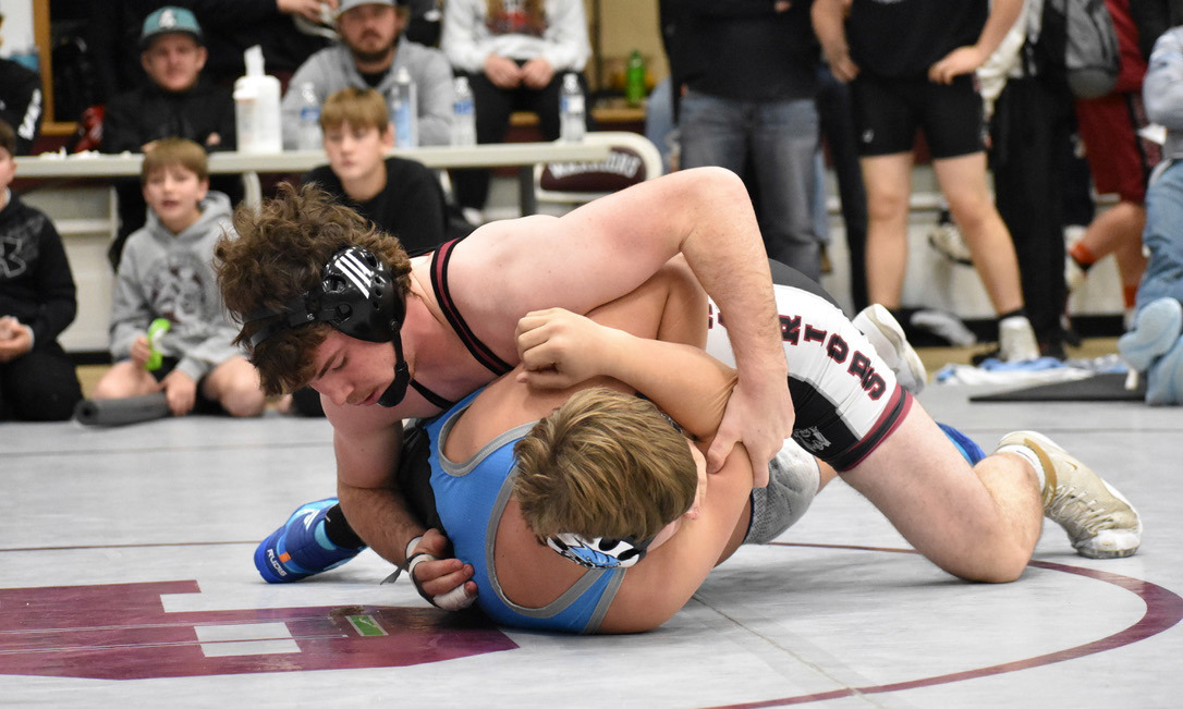 Brett Bridger finished first at 190 pounds, winning all three of his matches by pinfall. NCJ photo by Melissa Aaberg