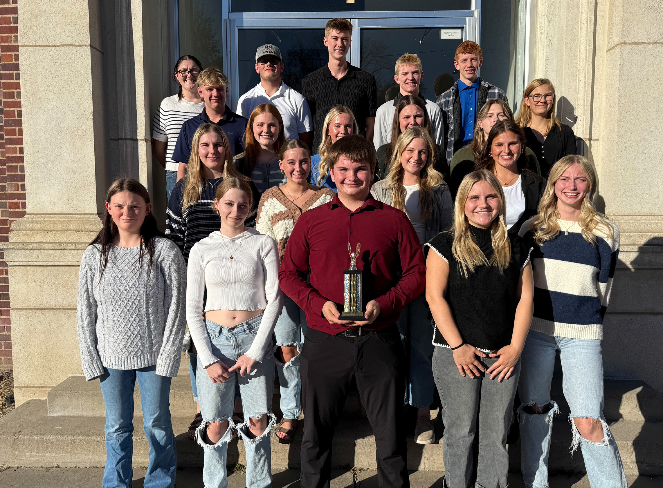 Fullerton’s junior class returned home on Thursday with the traveling trophy after winning a round of Jeopardy against Twin River at the end of County Government Day. Students were quizzed with things they learned throughout the day.