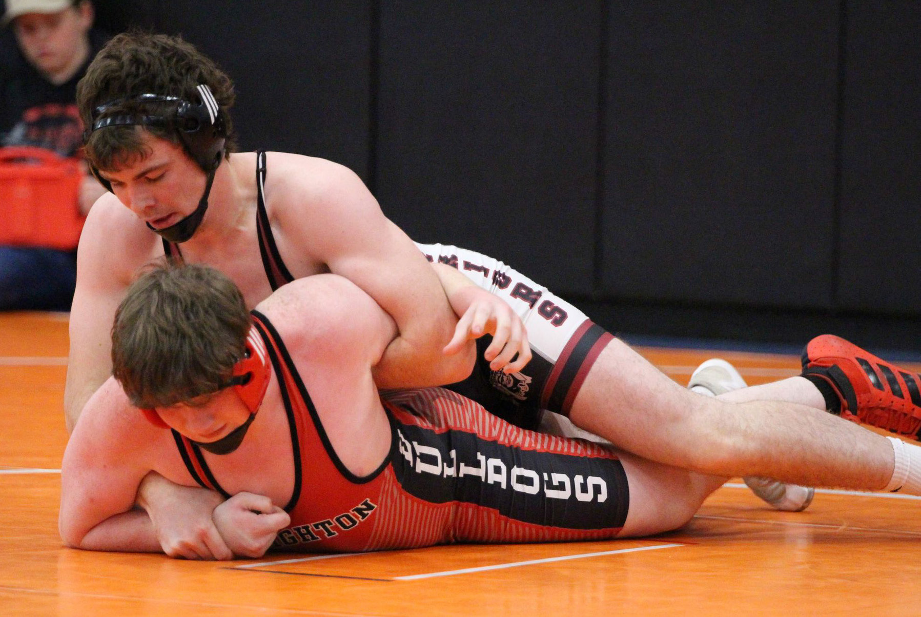 Fullerton’s Brett Bridger was undefeated with five pins on Saturday at the Osceola Invite. The Fullerton senior won the 190-pound weight class. NCJ photo by Travis Lane