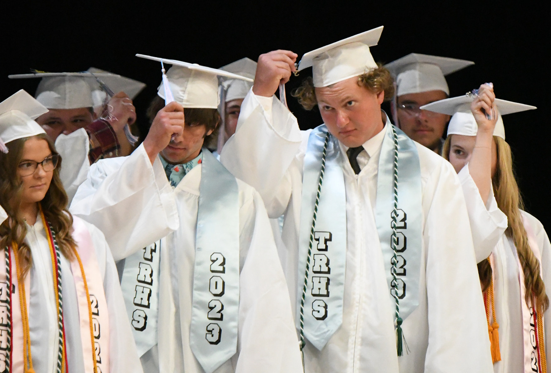 Members of Twin River’s Class of 2023 move their tassels to signify their graduation on Saturday. Twin River saw 26 seniors graduate this year. NCJ photos by Rick Holtz