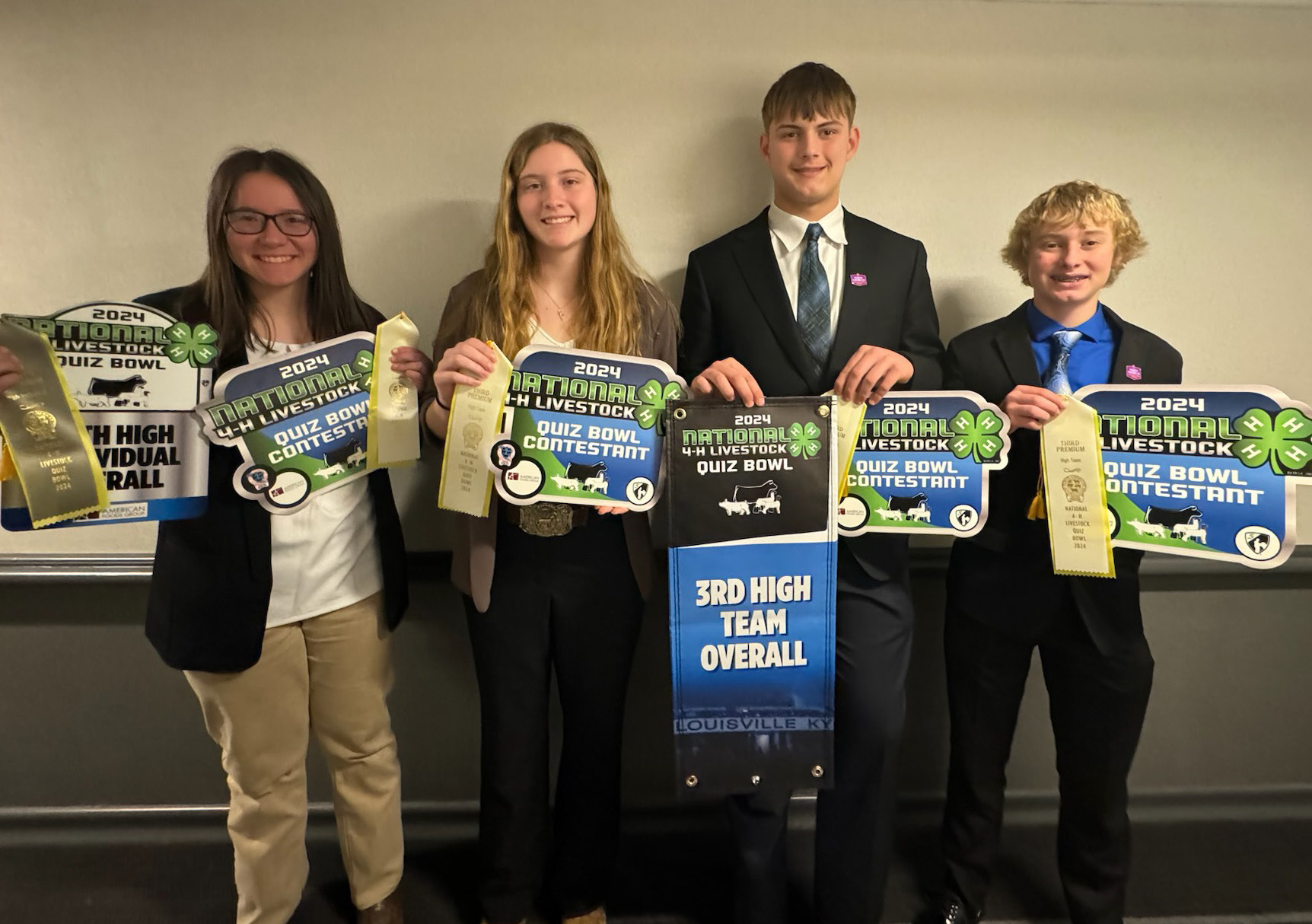 Members of the Nebraska 4-H Senior Livestock Quiz Bowl Team (L-R): Aidan Choat, Cassidy Maricle, Ryan Cumming and Nicholas Groeteke. Photo provided