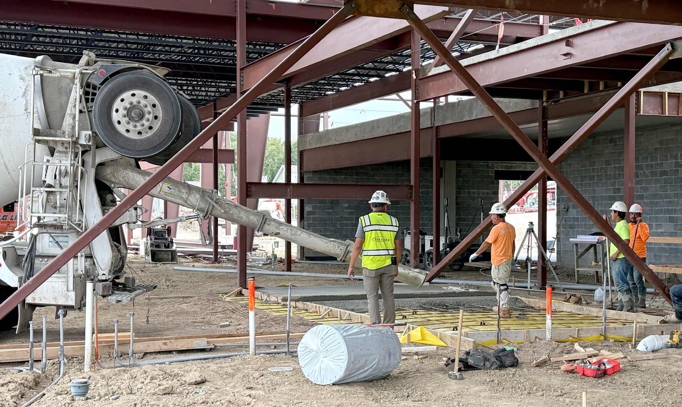 Construction continues at the site of the new Twin River school building. Last week they were pouring more concrete in the new addition. NCJ photos by Rick Holtz