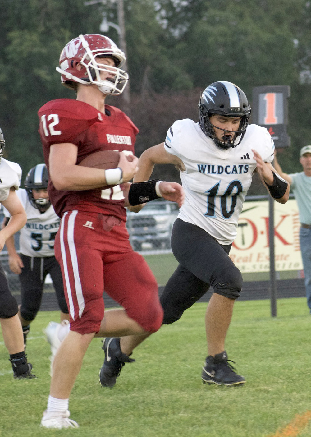 Maxton Meysenburg caught 3 passes for 50 yards and a touchdown in Fullerton’s 74-8 win over Cedar Bluffs on Friday. NCJ photo by Melissa Aaberg