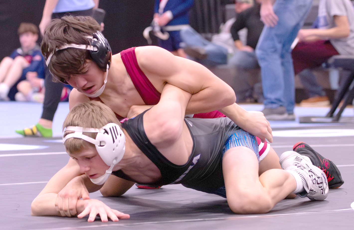 Mason Hemmingsen finished first at 113 pounds at the Summerland Bobcat Invite. NCJ photo by Melissa Aaberg