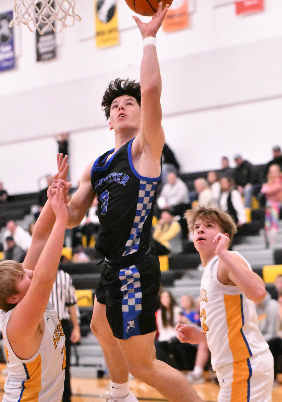 Corbin Rodriguez finished with a career high 30 points on Saturday against Shelby-Rising City. NCJ photo by Rick Holtz