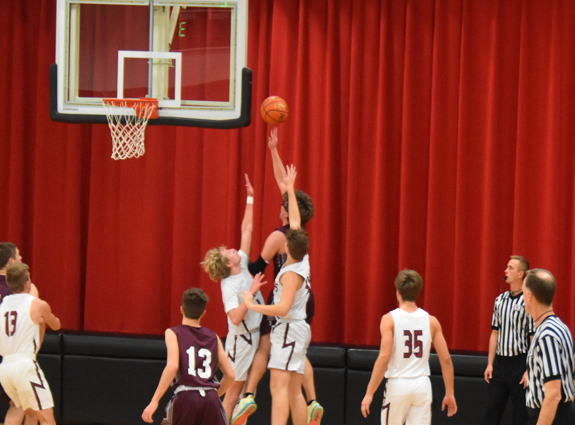 GOCHENOUR Brothers TYLER and HUNTER team up to block a shot from the Beavers.