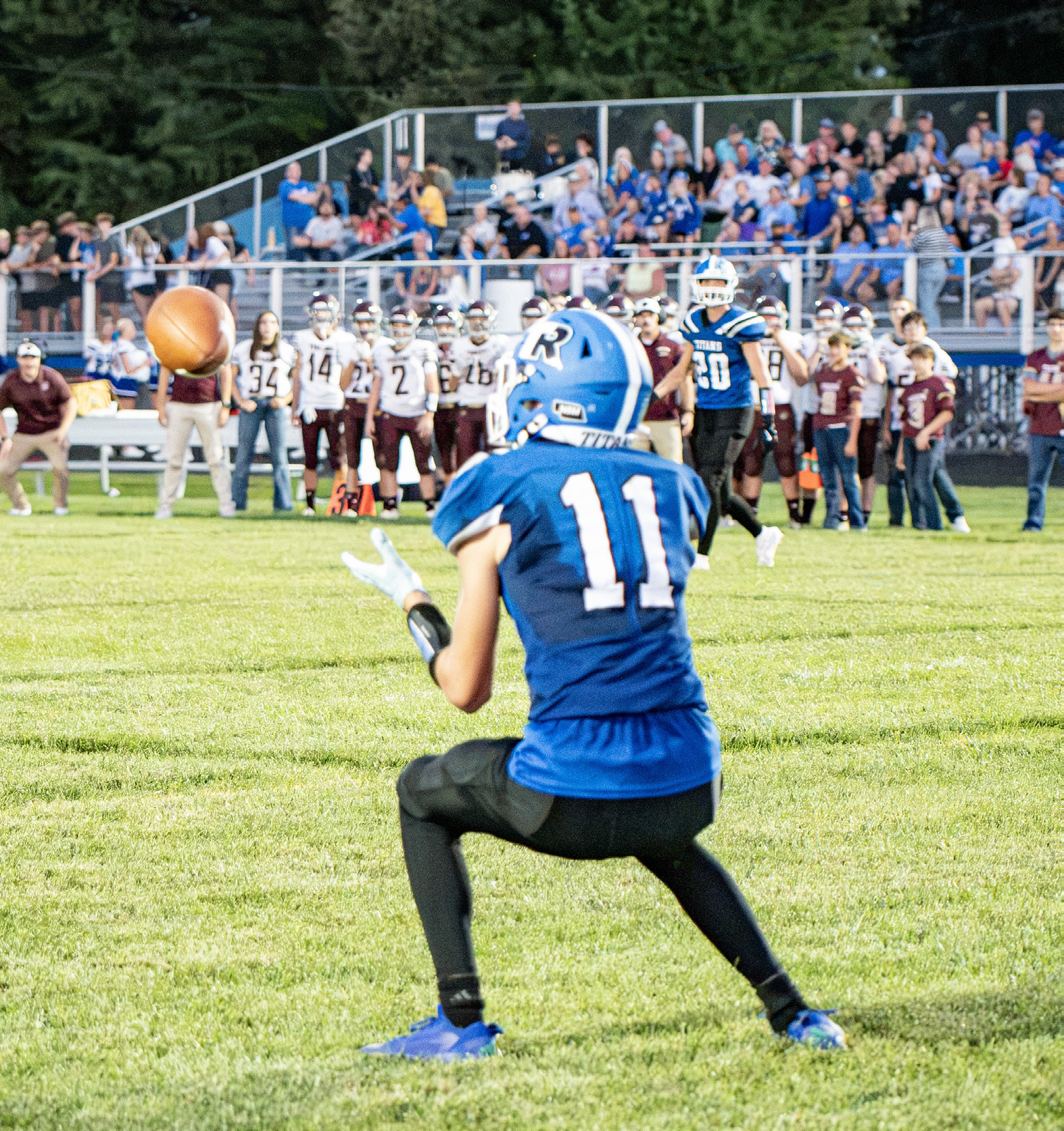 Caleb Rood finds himself open for his first of two touchdowns on Friday. NCJ photo by Rick Holtz