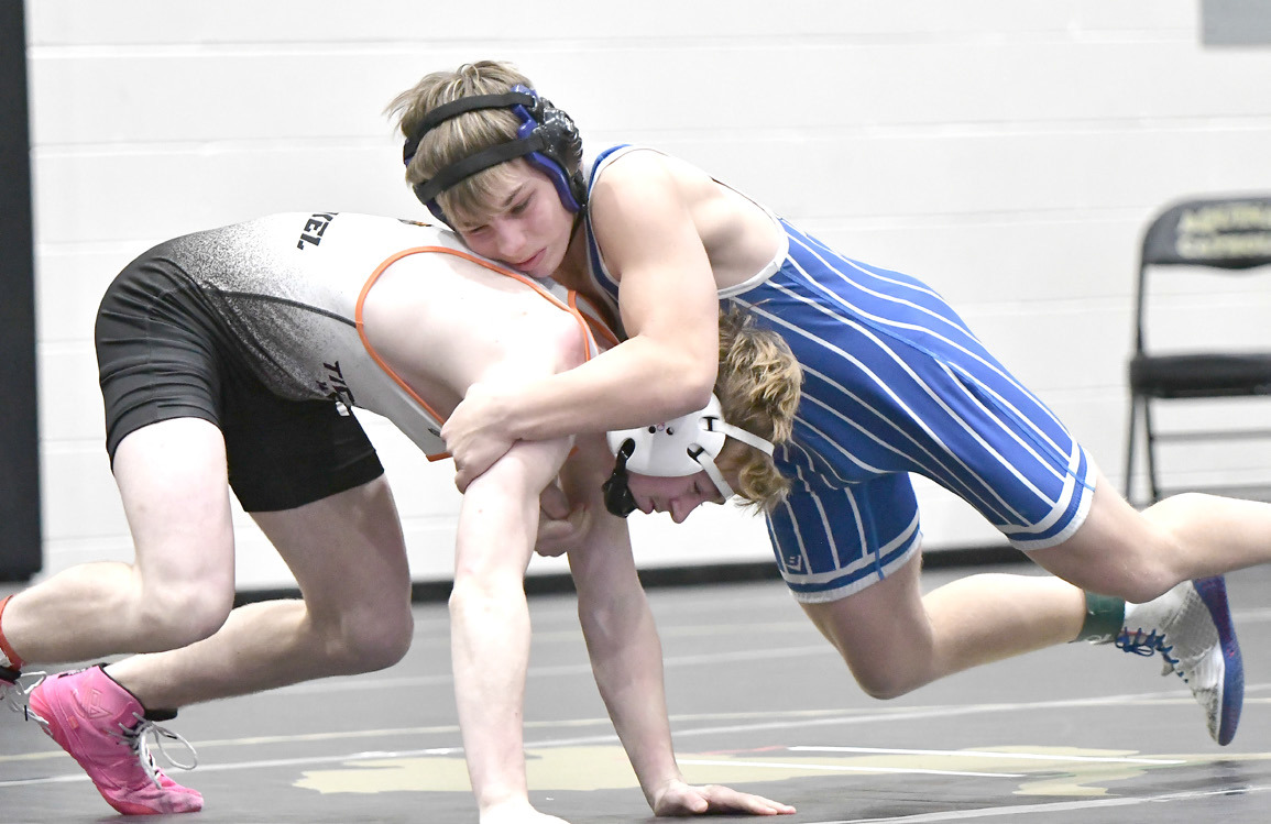 Landen Cauthon finished third at 114 pounds on Friday at the Madison Invite. NCJ file photo by Rick Holtz