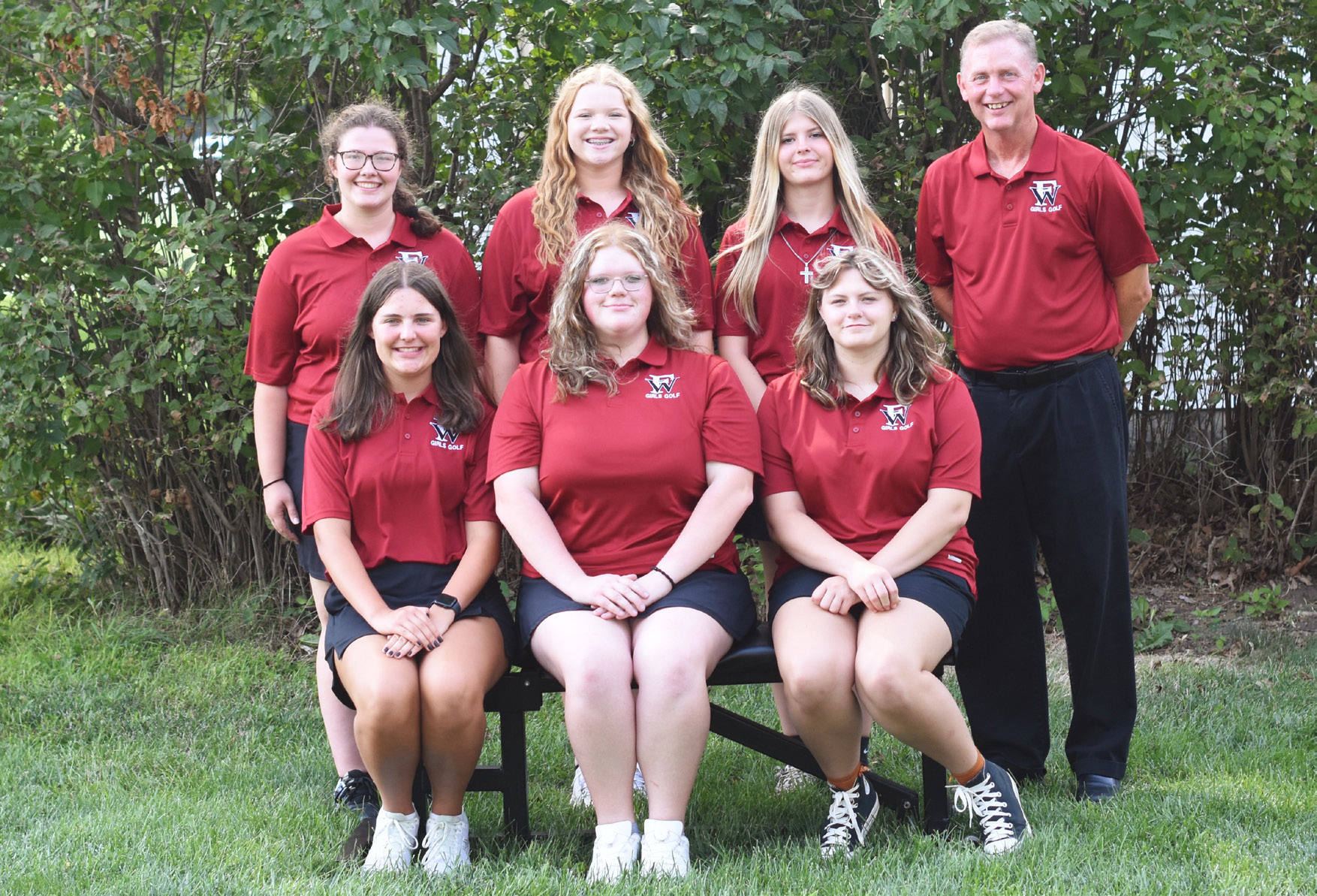 Seated: Lylla Sabata, Kinzie Sharman, Daysha Randall. Standing: Melinda Reimer, Aubrey Thies, Reagan Syslo, Coach Shawn Ostransky. Photo provided