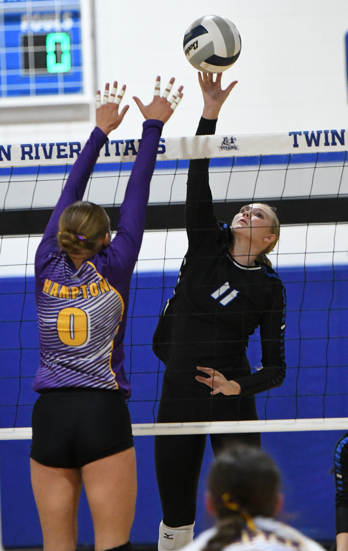 Grace Yrkoski finished with 9 kills against Hampton on Thursday. NCJ photo by Rick Holtz