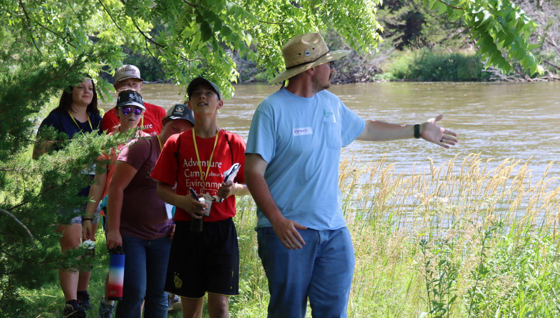 Instructor Brant Bechtold leads campers on a trail hike during the habitat session. Photo provided