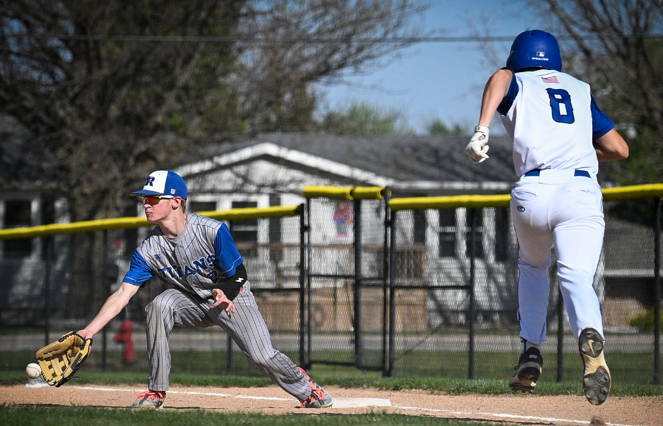 Chuck Davenport makes the routine play at first base last week against Wayne. NCJ photo by Ken Kush