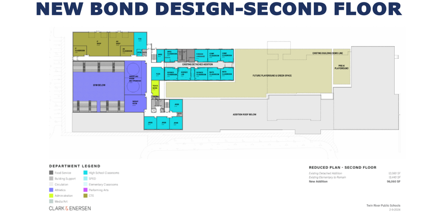 This is the second floor design for Twin River's new school project. Provided by Twin River Schools