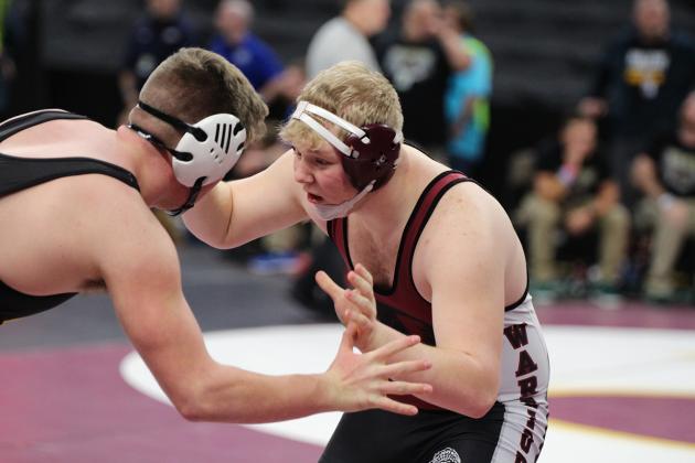 Jerrod Land will wrestle in the consolation rounds on Friday. NCJ photo by Travis Lane