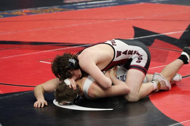 Brett Bridger has his eye on gold this year. This is his fourth trip to state and he wants to be on the top of the podium on Saturday. NCJ photo by Travis Lane