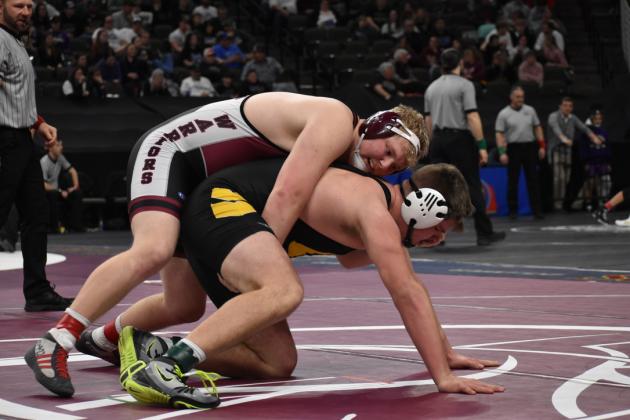 Jerrod Land took on the top-seeded Collin Vrbka from Shelby-Rising City. NCJ photo by Melissa Aaberg