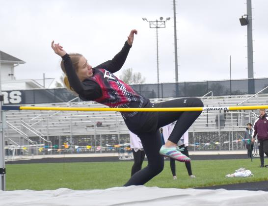 Paige Horn finished sixth in the high jump, clearing a 4-04.00 jump. NCJ photo by Beth Sparrow