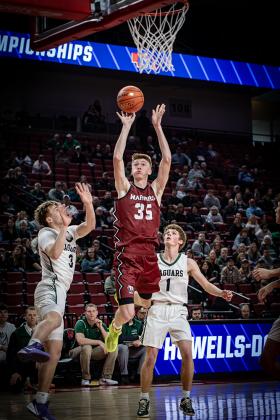 Kane Wetovick led the Warriors with 13 points, 3 rebounds, 2 assists, 5 blocks and 2 steals. NCJ photos by Rick Holtz