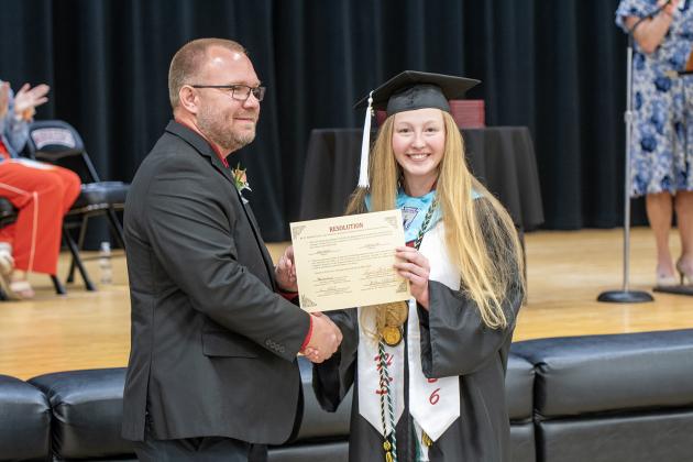 The Helmut and Leta Liesch Scholarship was presented to Elena Reimer. NCJ photo by Rick Holtz
