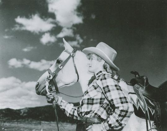 Mari Sandoz is pictured at the Van Vleet ranch in Colorado in 1942. Photo courtesy of the Mari Sandoz Society